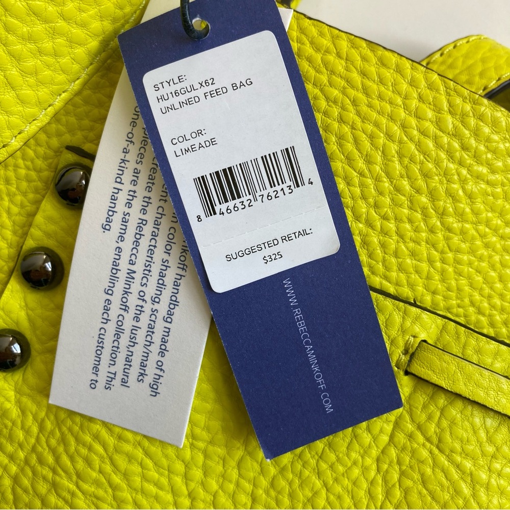 Rebecca Minkoff Genuine Leather Unlined Feed Limeade Crossbody Shoulder Bag NWT - Picture 16 of 16